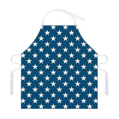 White And Blue USA Star Pattern Print Adjustable Apron