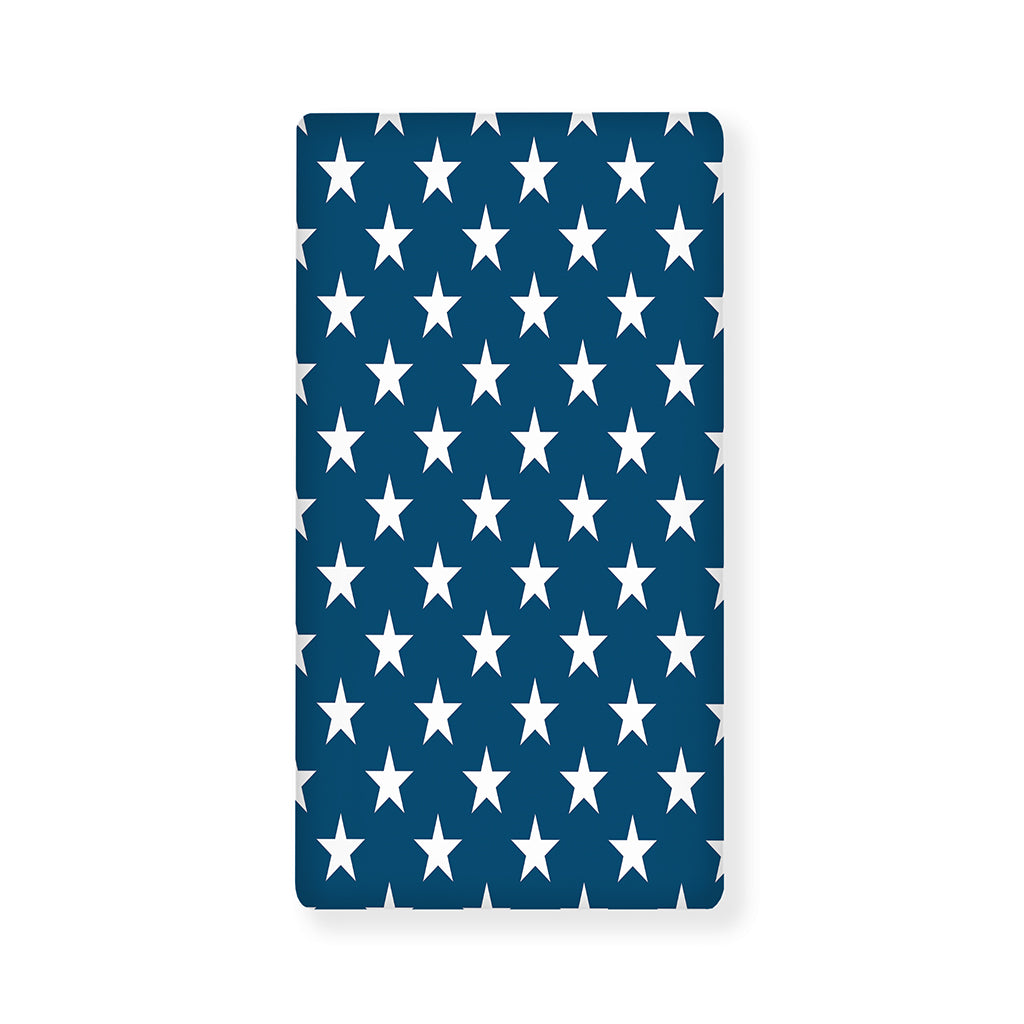 White And Blue USA Star Pattern Print Baby Crib Sheet