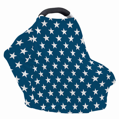 White And Blue USA Star Pattern Print Baby Seat Cover