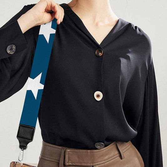 White And Blue USA Star Pattern Print Bag Strap