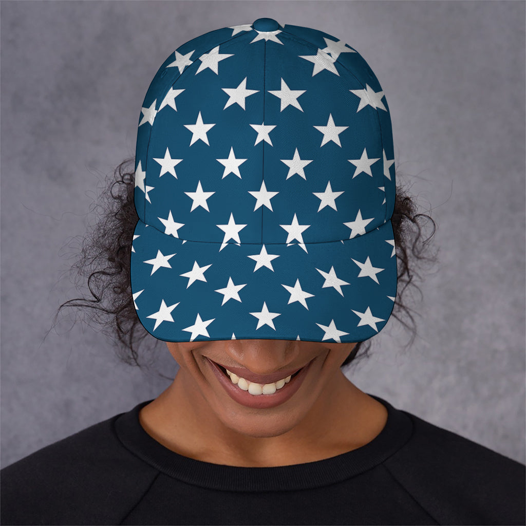 White And Blue USA Star Pattern Print Baseball Cap