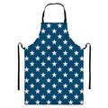 White And Blue USA Star Pattern Print Bib Apron With Pocket