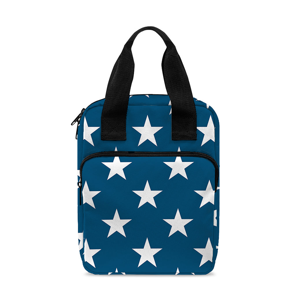 White And Blue USA Star Pattern Print Bible Tote Bag