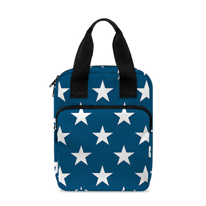 White And Blue USA Star Pattern Print Bible Tote Bag