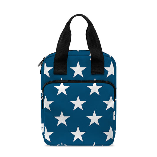 White And Blue USA Star Pattern Print Bible Tote Bag