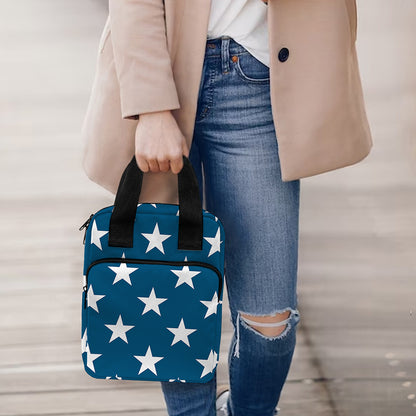 White And Blue USA Star Pattern Print Bible Tote Bag