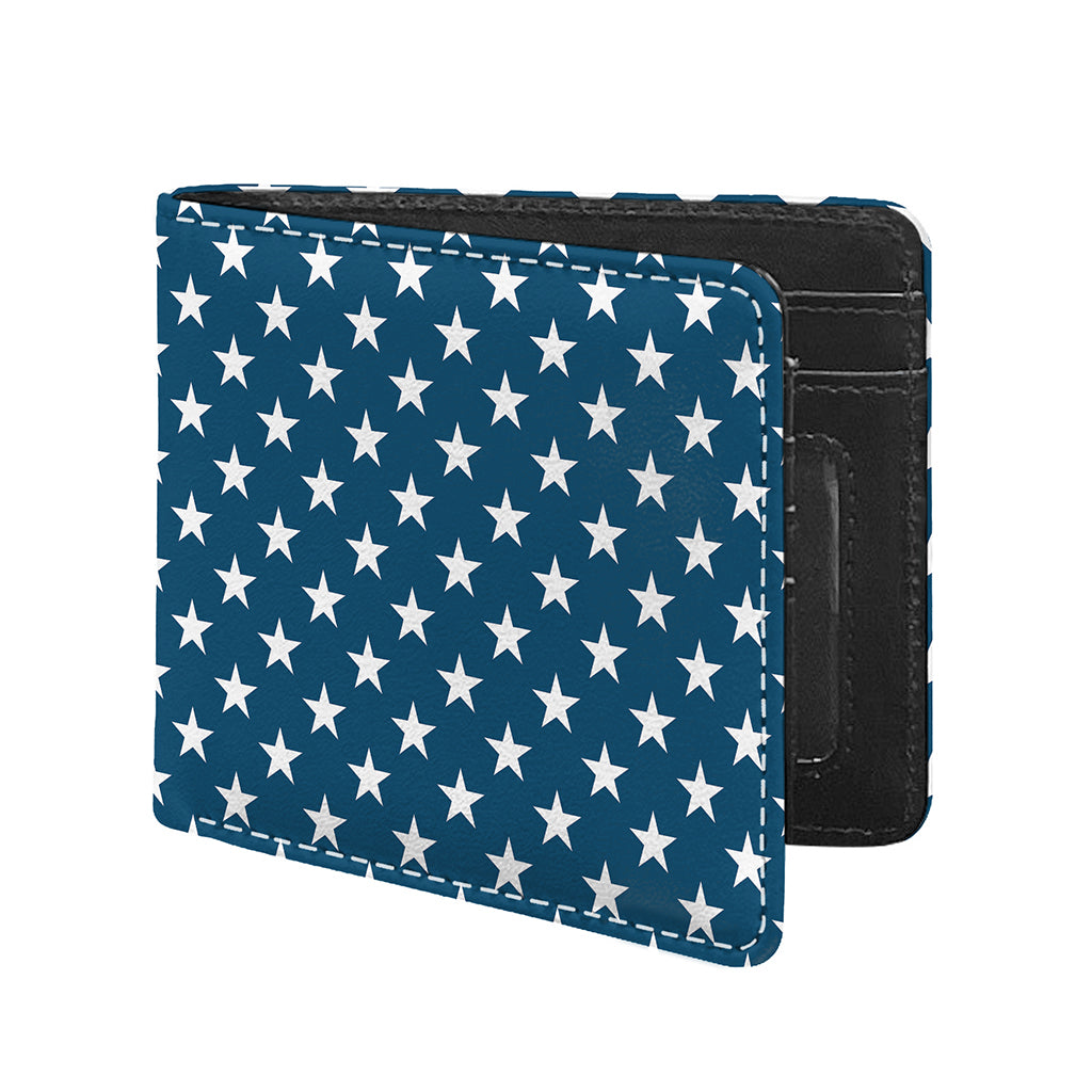 White And Blue USA Star Pattern Print Bifold Wallet