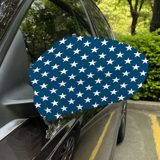 White And Blue USA Star Pattern Print Car Side Mirror Covers