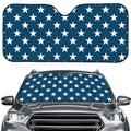 White And Blue USA Star Pattern Print Car Windshield Sun Shade