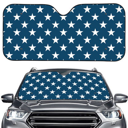 White And Blue USA Star Pattern Print Car Windshield Sun Shade