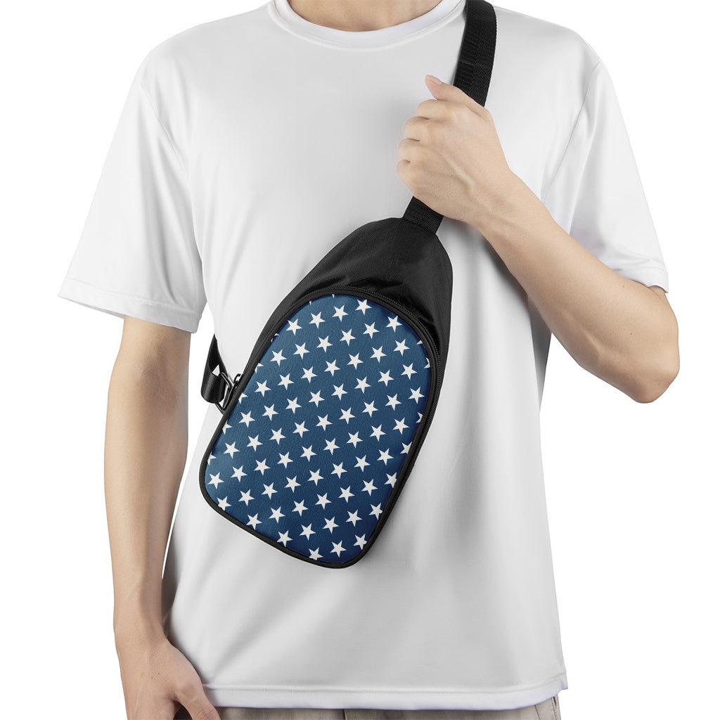 White And Blue USA Star Pattern Print Chest Bag
