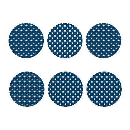 White And Blue USA Star Pattern Print Coaster Set