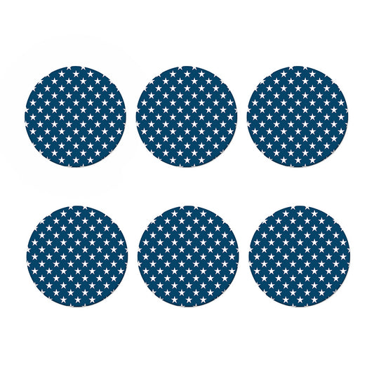 White And Blue USA Star Pattern Print Coaster Set