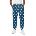 White And Blue USA Star Pattern Print Cotton Sweatpants