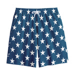 White And Blue USA Star Pattern Print Cotton Shorts