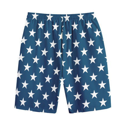 White And Blue USA Star Pattern Print Cotton Shorts