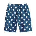White And Blue USA Star Pattern Print Cotton Shorts