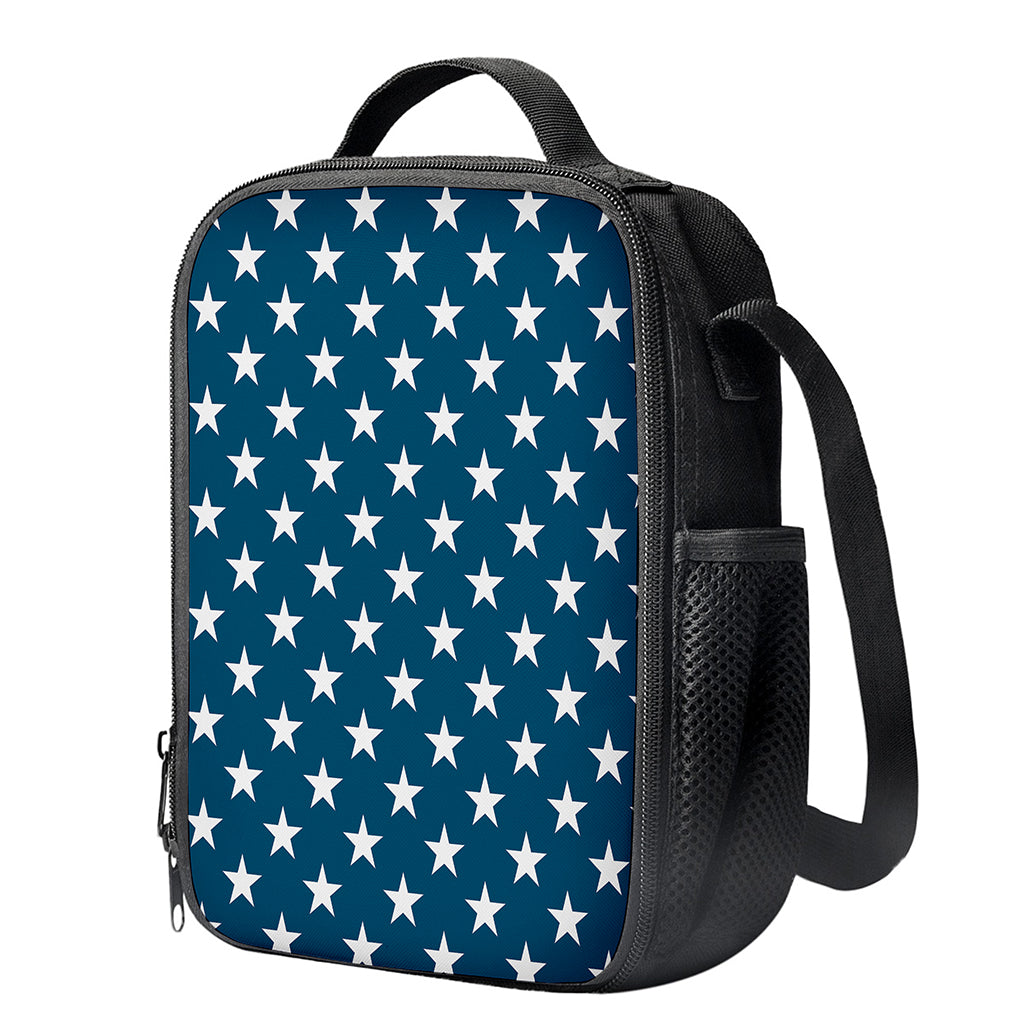 White And Blue USA Star Pattern Print Crossbody Lunch Bag