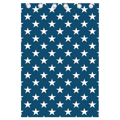 White And Blue USA Star Pattern Print Curtain
