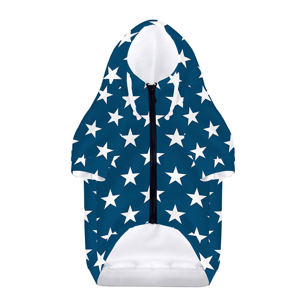 White And Blue USA Star Pattern Print Dog Zip Up Hoodie