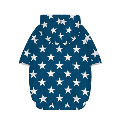 White And Blue USA Star Pattern Print Dog Zip Up Hoodie