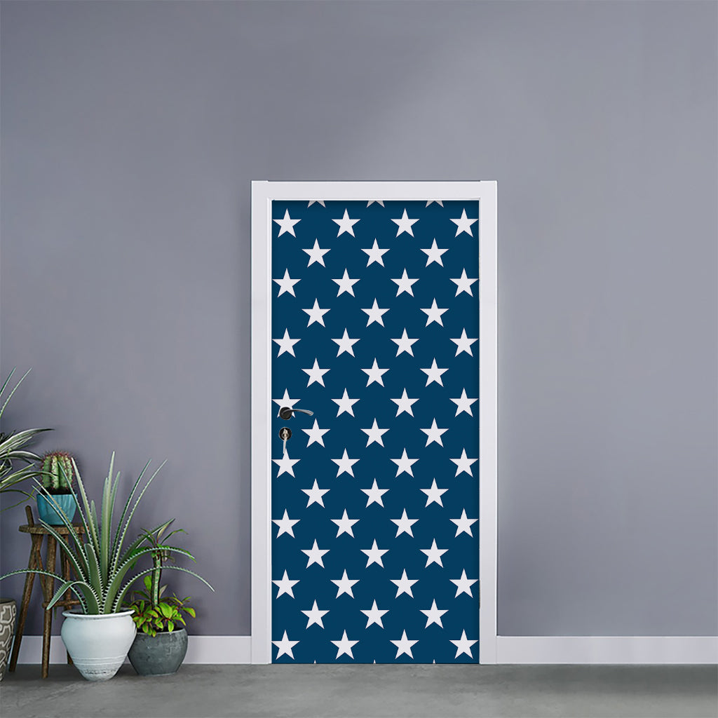 White And Blue USA Star Pattern Print Door Sticker