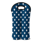White And Blue USA Star Pattern Print Double Neoprene Wine Tote