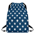 White And Blue USA Star Pattern Print Drawstring Backpack