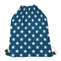 White And Blue USA Star Pattern Print Drawstring Bag
