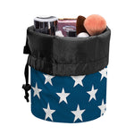 White And Blue USA Star Pattern Print Drawstring Makeup Bag