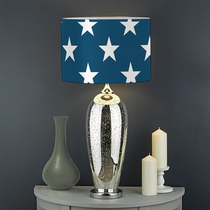 White And Blue USA Star Pattern Print Drum Lamp Shade