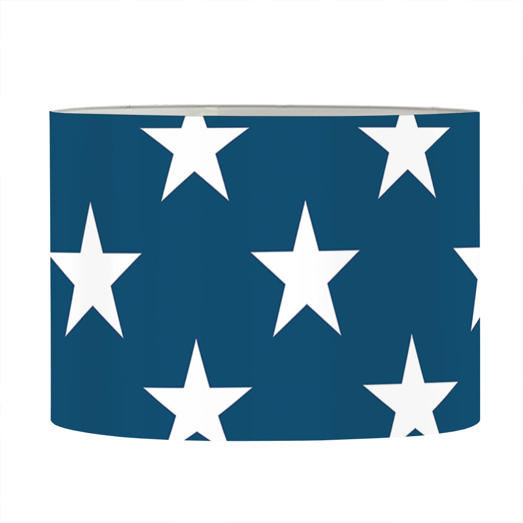White And Blue USA Star Pattern Print Drum Lamp Shade