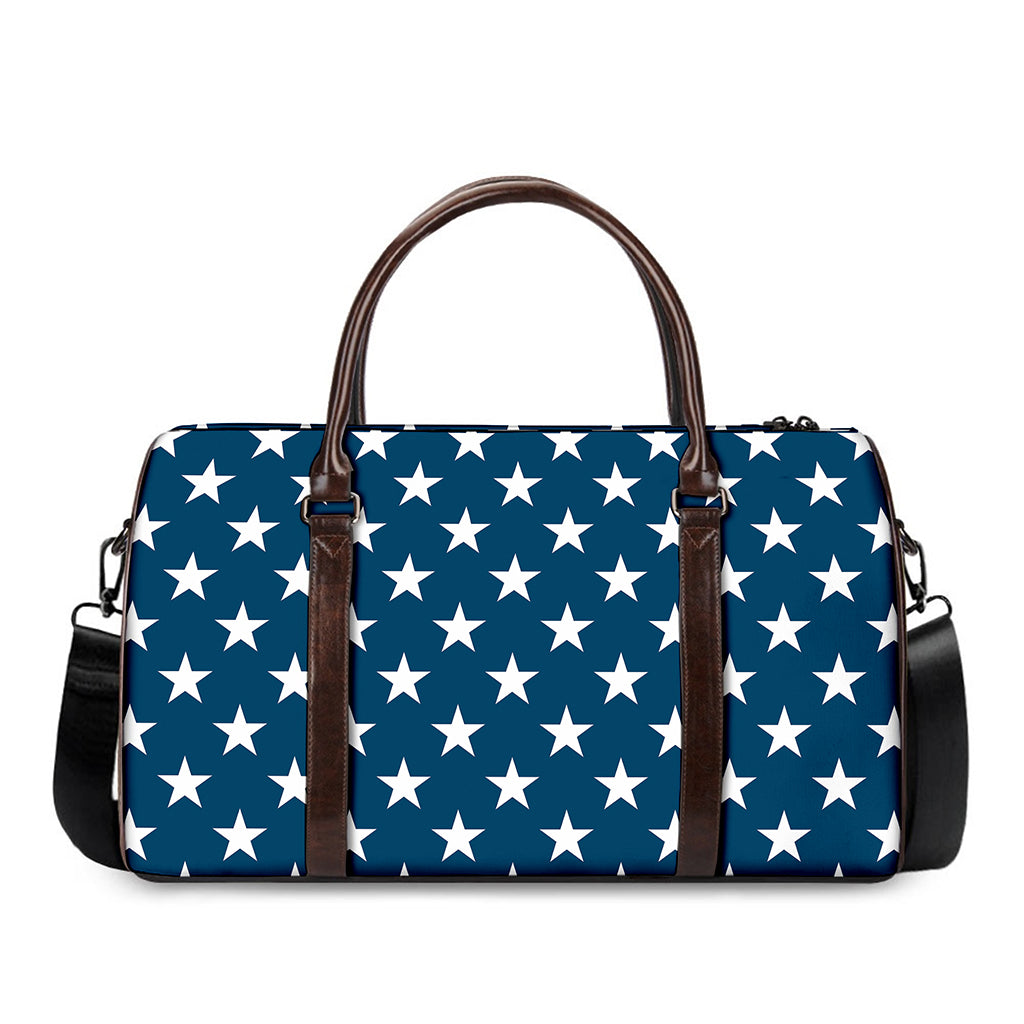 White And Blue USA Star Pattern Print Duffle Bag