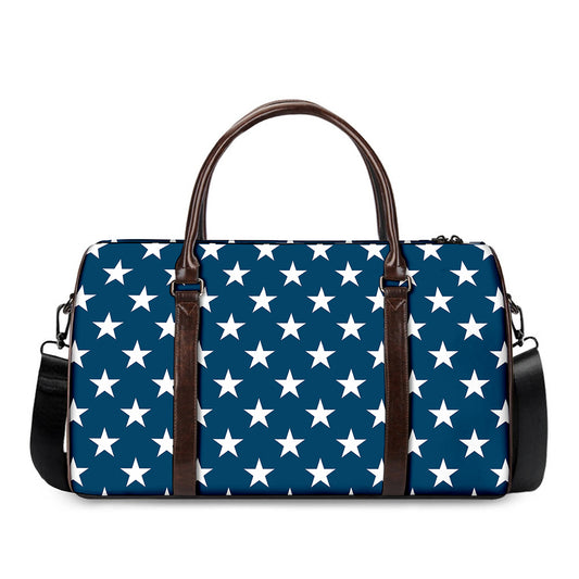 White And Blue USA Star Pattern Print Duffle Bag