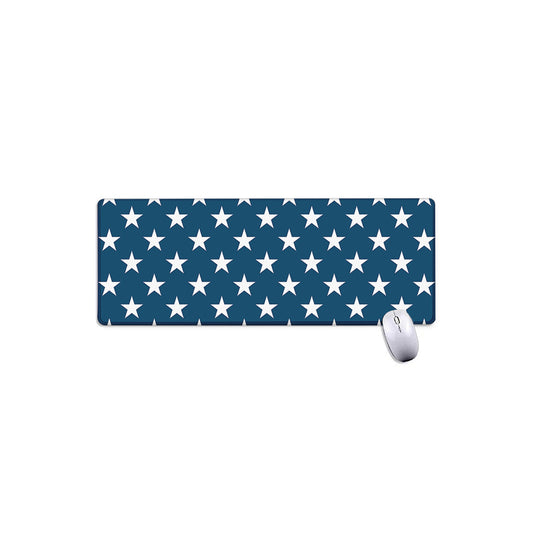 White And Blue USA Star Pattern Print Extended Mouse Pad