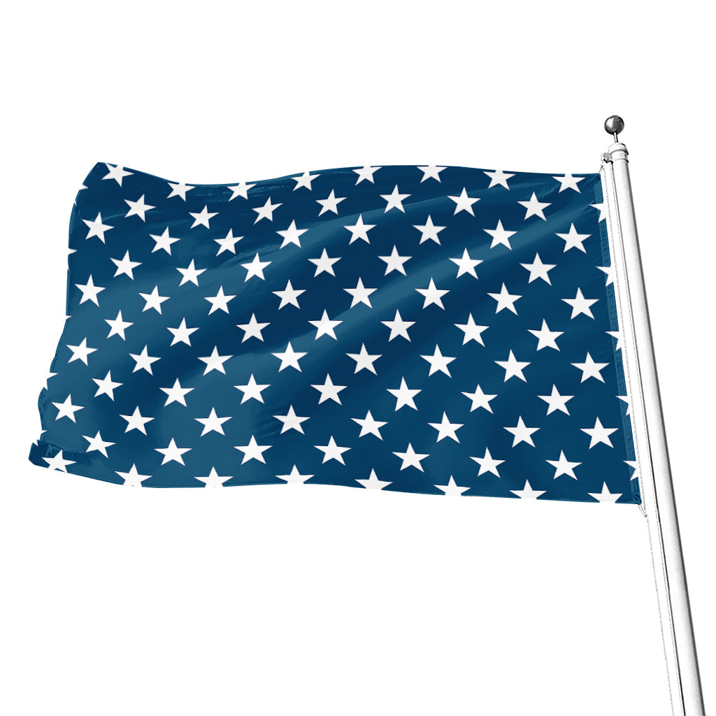 White And Blue USA Star Pattern Print Flag