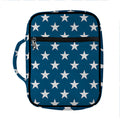 White And Blue USA Star Pattern Print Front Pocket Bible Bag