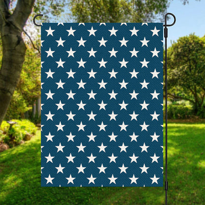 White And Blue USA Star Pattern Print Garden Flag