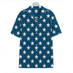 White And Blue USA Star Pattern Print Hawaiian Shirt
