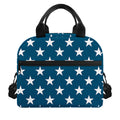 White And Blue USA Star Pattern Print Insulated Lunch Bag
