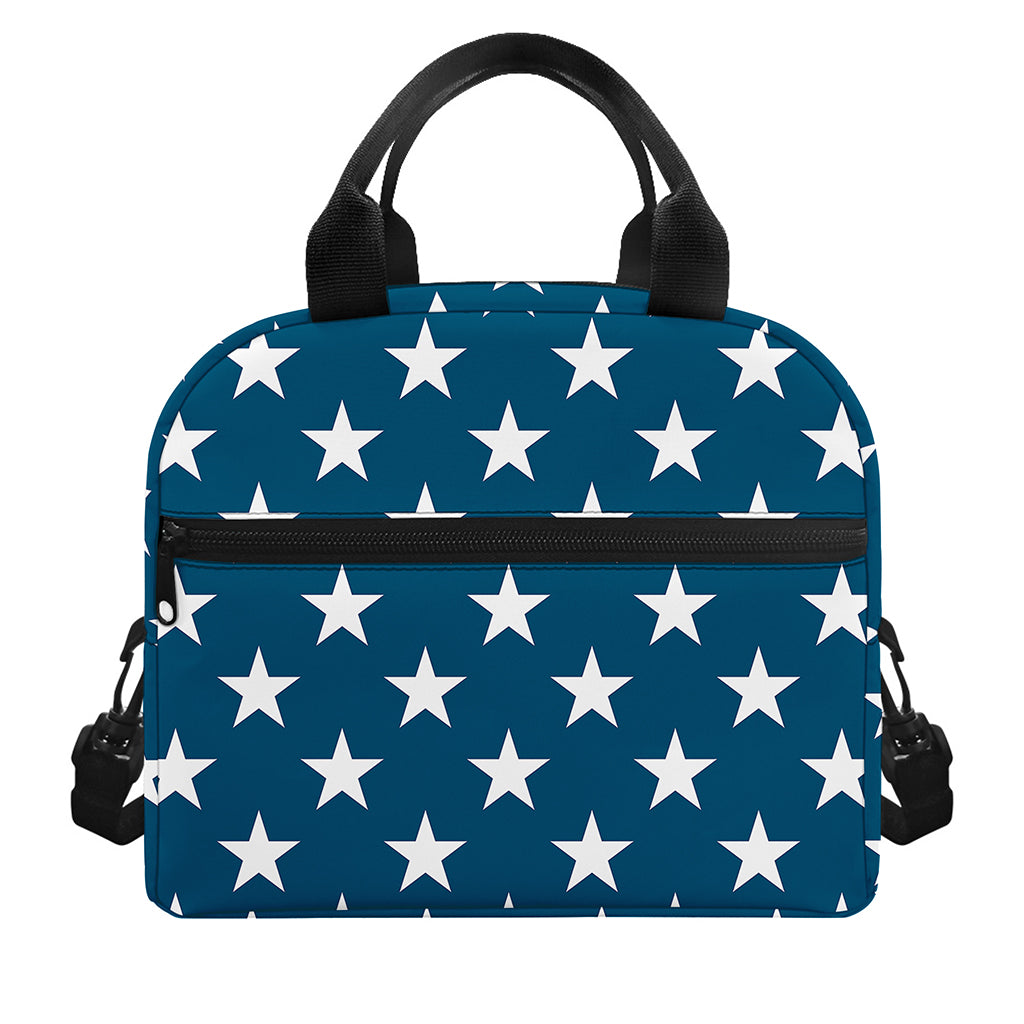 White And Blue USA Star Pattern Print Insulated Lunch Bag