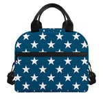 White And Blue USA Star Pattern Print Insulated Lunch Bag