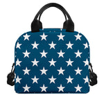 White And Blue USA Star Pattern Print Insulated Lunch Bag
