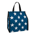 White And Blue USA Star Pattern Print Insulated Lunch Tote