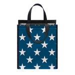 White And Blue USA Star Pattern Print Insulated Lunch Tote