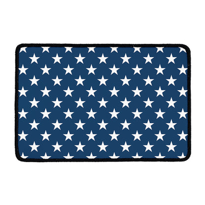 White And Blue USA Star Pattern Print Kitchen Mat