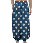 White And Blue USA Star Pattern Print Lantern Pants