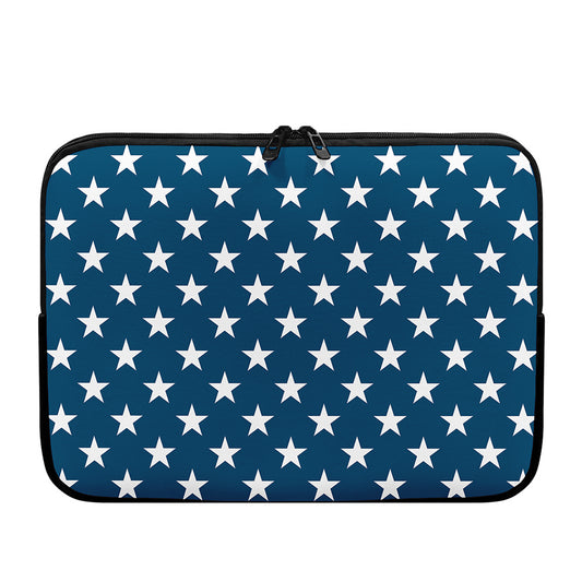White And Blue USA Star Pattern Print Laptop Sleeve