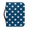 White And Blue USA Star Pattern Print Leather Bible Cover