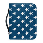 White And Blue USA Star Pattern Print Leather Bible Cover